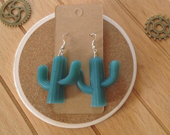 Green Cactus oil-shaped pendant earrings