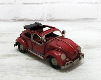 VW Beetle -Mini Vintage Design Vosvos -Red Hippie Volkswagen Bug