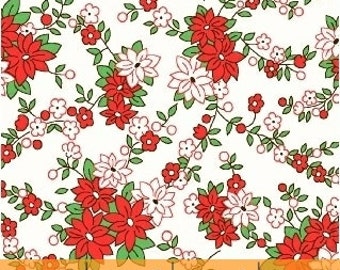 Storybook Christmas White Poinsettias 41749-1 by Whistler Studios for Windham Fabrics
