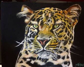 the leopard pastel on black velvet background