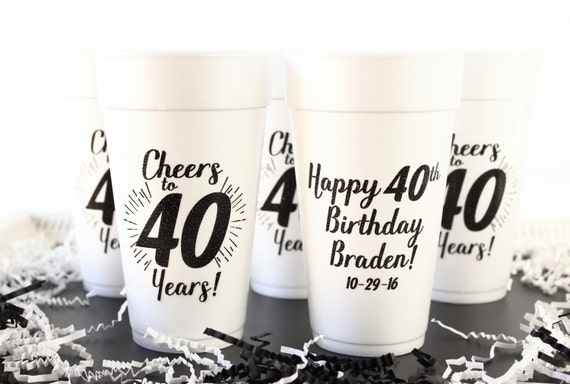 Cheers to 40 Years Custom Cups 40th Birthday Favor 40th