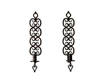 Pair of T Grimstad Norwegian Hand-Forged Wrought Iron Wall Sconces