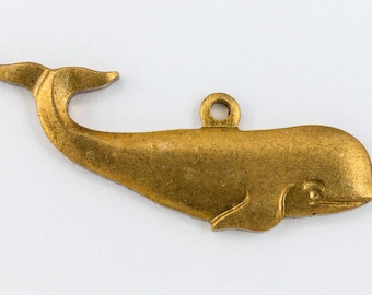 25mm Raw Brass Whale Charm #CHA158