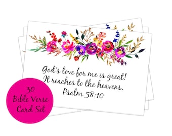 30 Bible verse card set, Scripture card set, scripture note cards, Christian card set, encouraging verses, verses for moms affirmation cards
