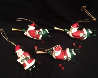 Christmas - 4 Santa ornaments