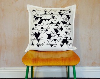 Hand Screen Printed Geometric Cushion Cover