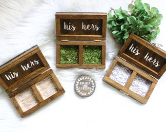 Wedding Ring Box - Ring Bearer Box - Rustic Wedding Ring Box - Wood Ring Box - Primitive Ring Box - Handmade Ring Box - Double Ring Box