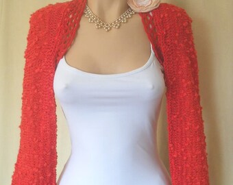 LIQUIDATION Stock 30% OFF Women Bolero Shrug Wedding Bridal Accessories Cape Hand Knitted Red Ready To Ship Crochet Elegant Capelet Cardigan