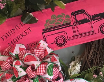 Oval Grapevine with Vintage Truck and Lots of Watermelons
