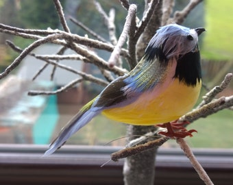 Artificial Feather Blue Tit Bird Clip - Fake Blue Tit - Feather Birds