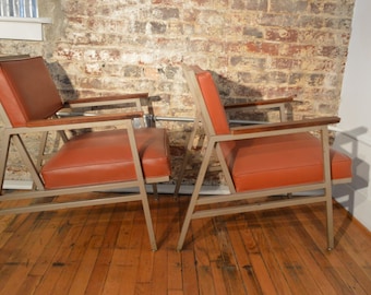 Pair of Steelcase Mid Century Industrial Arm Chairs