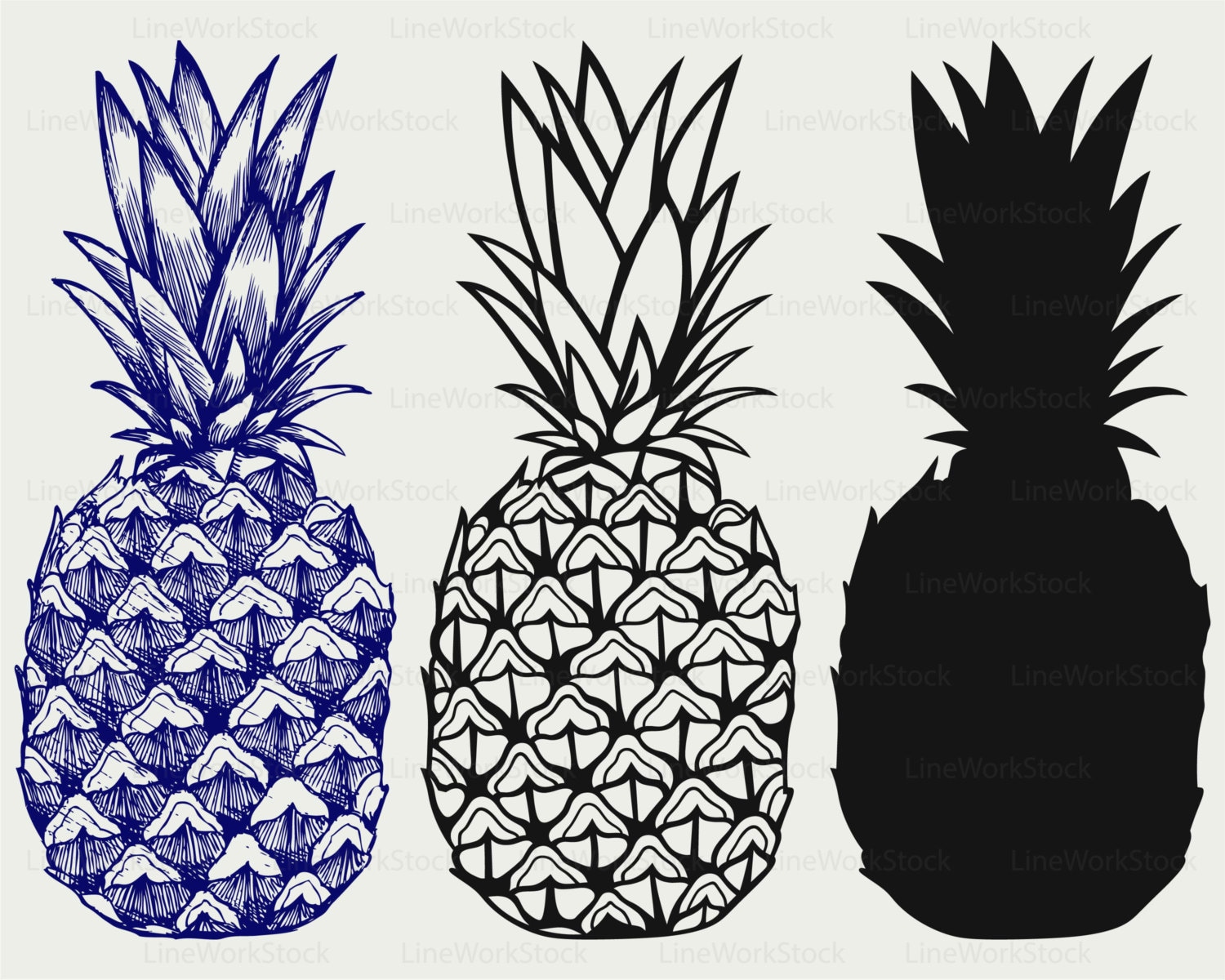 Pineapple svg/clipart/fruit svg/pineapple silhouette/pineapple