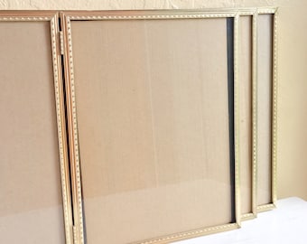 Three 3 Matching Folding 8x10 Gold Metal Picture Frames with Glass Wedding Decor Family Pictures Hollywood Regency