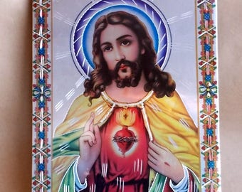 Sacred Heart of Jesus Modern Day Retablo Metal