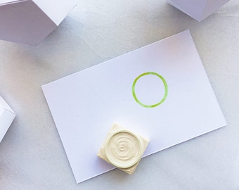 Handmade circle outline rubber stamp, hand carved rubber stamp