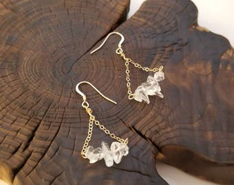 Clear Crystal Quartz Earrings, Crystal Earrings, Quartz Earrings, White Dagle Earrings, Bridal Earrings, April Birthstone Earrings
