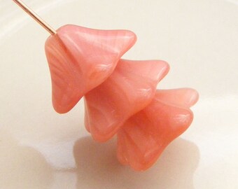 Czech Trumpet Flower Beads 8x13mm Crystal Pink (10pk) SI-8x13F-CP