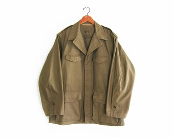 vintage army jacket / French Army Jacket / vintage military jacket / 1950s French Army jacket Large
