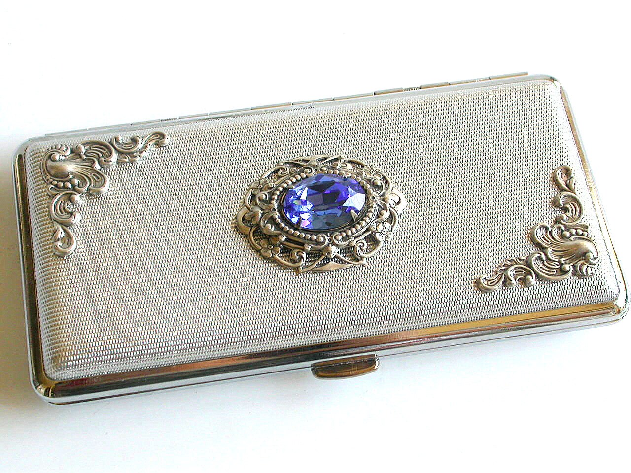 Women Cigarette Case Silver Victorian for King Size to