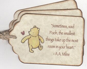 20 Winnie The Pooh Baby Shower Favor Tags, Baby Christening Birthday Party Escort Cards Place Cards New Baby Tags - Vintage Style