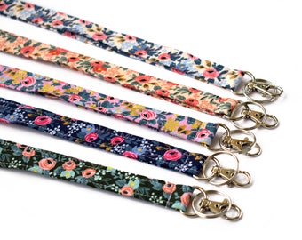 Floral Lanyard, Girly Lanyard, Cute ID Holder, Stocking Stuffer, Girl Lanyard, Boho Gift, Floral Fabric