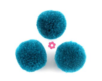 x 10 round tassel ball teal 20mm (255D)