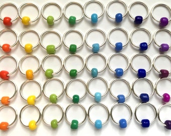 stitch markers for knitting markers, retro, notions, rainbow, rings , ringos - RAINBOW RINGOS