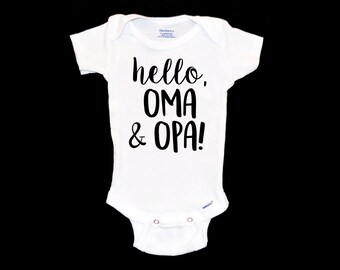 Surprise Oma and Opa Pregnancy Announcement. Hello Oma & Opa. Customized Onesie. Personalized Gift. New Grandparents. Novelty Gift. German.