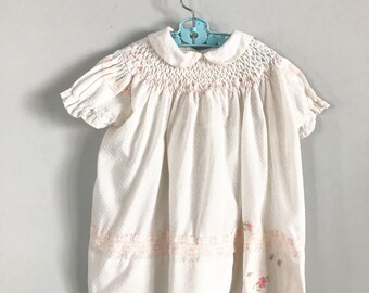 Super Sweet White Swiss Dot Hand Smocked Tea Dress Polly Flinders Size 2t - OSVKC0362