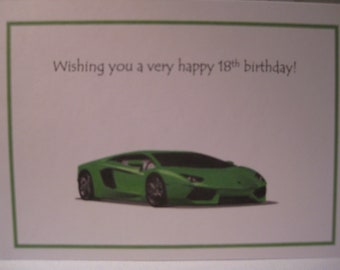 Sports car birthday card, masculine birthday, race car birthday, Happy 18th birthday cards
