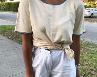 vintage mocroribbed linen and silk knit tee