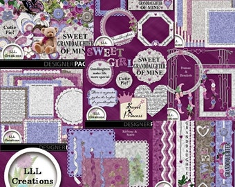 Downloadable Files - Nothing will be shipped - LLL Scrap Creations - Sweet Granddaughter Bundle - Digital Scrapbooking Kit