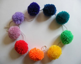 Rainbow Pom Pom Garland Yarn Pom Pom Bunting Nursery Decor Photo Prop Easter Garland Pride