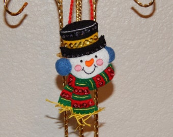 Hand Stitched 3D Felt Snowman Ornament