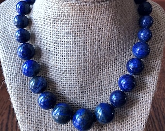 Bold Statement Graduated Lapis Necklace
