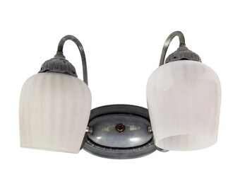 Salvaged Waldorf Two Light Sconce with Glass Tulip Shades
