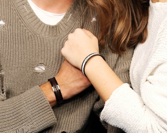 Hochzeit Geschenk personalisierte Paare Armbänder Verlobten paar personalisierte Mann Frau Geschenk passende Leder-Armband-paar-Geschenk