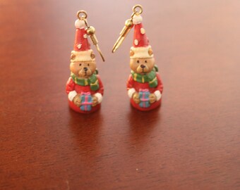 SALE - 1990s Santa-Bear Drop Earrings - SALE