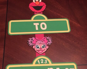 Birthday Banner for door - Seasame Street - Elmo and Abby