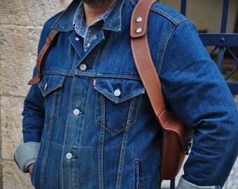 Oil tanned Leather shoulder Holster bag Handmade