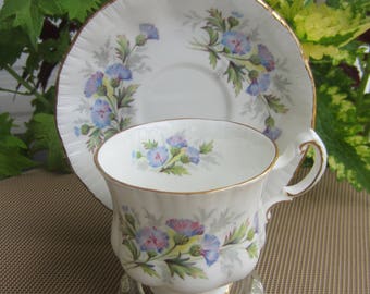 Paragon THISTLES from the English Flowers Series Bone China Tea Cup and Saucer - Made in England