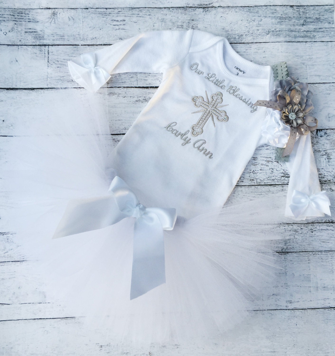 Baby Girl Baptism Outfit Christening Tutu Outfit Baptism