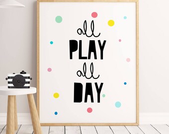 Playroom Wall Art,Let's Play, Nursery Decor, Playroom Decor, Playroom Sign, Playroom Decal, Playroom Art, Playroom Wall Decor, For Playroom