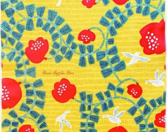Hummingbirds Japanese Furoshiki Wrapping Cloth YELLOW Kohare 45x45cm Small size (21413-106) Price depends on order volume.