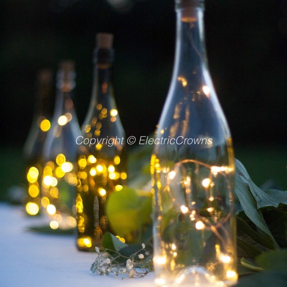 Wine Bottle Lights Part - 22: Wine Bottle Lights, Bottle Lights, Table Decor, Wine Decor, Wedding Table, Fairy Lights For Wine Bottles, Wine Gift, Battery In Cork! L