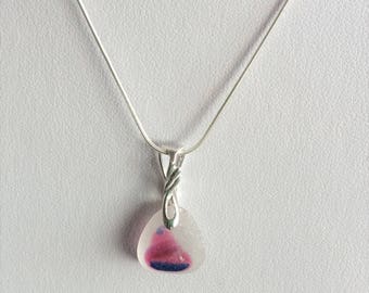 Pink and blue sea glass necklace