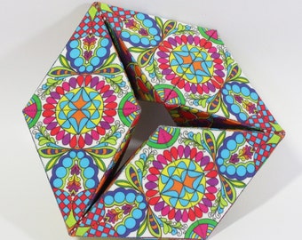 TetraSpinner! also called kaleidocycle or cyclic tetrahedron. Specially designed fabric, easy instructions to sew and stitch a fun gift.