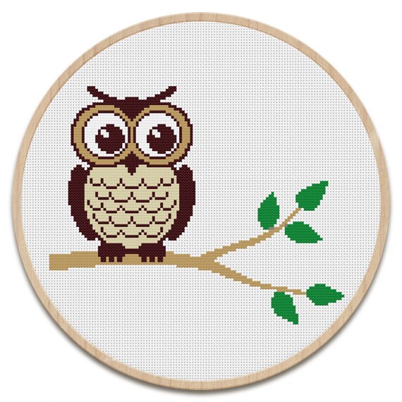 Instant download. Cross stitch pattern. Funny Owl. PDF chart.