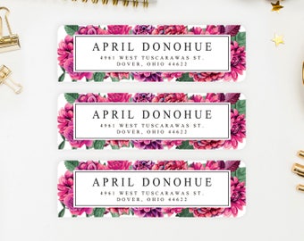 Address Labels / Floral Classy Personalized Return Address Labels / Custom Address Labels / Address Sticker / Address Label Sticker / April