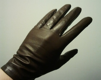 Vintage brown leather gloves 7 Great condition 1960